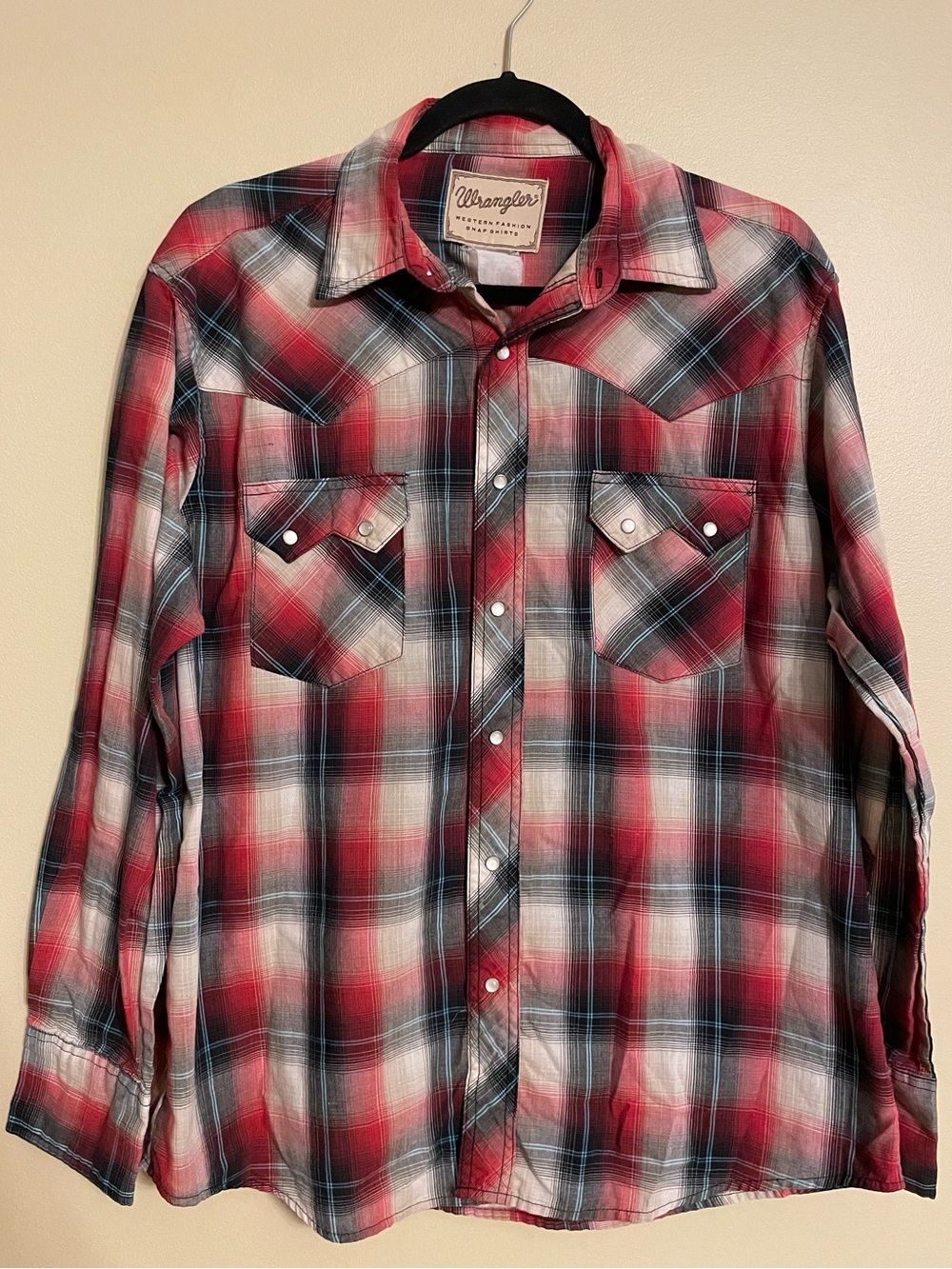 Vintage Wrangler Western Fashion Snap Shirt XL Plaid Pearl Snap 90s/Y2K size XL